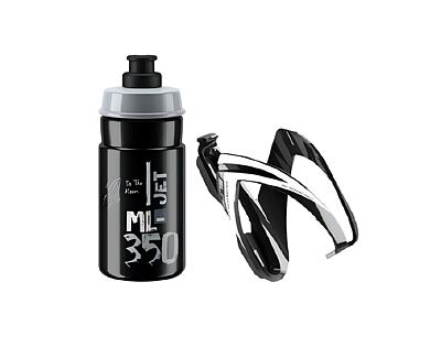Flaša s košíkom set CEO šedo-čierne logo, 350 ml