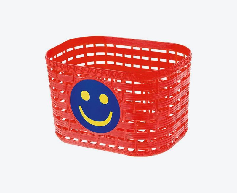 Košík predný plast, detský, červený motív smajlík